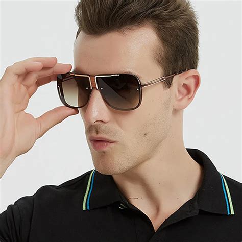 oversized square sunglasses men brown